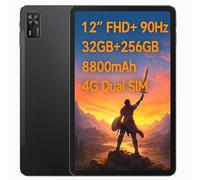 DOOGEE Tab E3+ Tablet Android 15, 12" IPS FHD+ 90Hz, 32GB RAM+256GB ROM/2TB, 8800mAh, 13+5MP Cámara, Octa-Core 6nm, Dual SIM 4G LTE, 4 Altavoces, GPS, Gemini AI, 2025, Negro