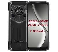 DOOGEE Teléfono Resistente Blade 20 Pro, 24GB+256GB, Altavoz 125dB(3,5W), Batería 11800mAh&15,8mm Delgado, 50MP+20MP Visión Nocturna, Android 15 Gemini AI, 6,6'' HD+, Soporta 3 Tarjetas, NFC Negro