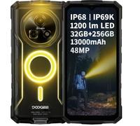 DOOGEE Teléfono Resistente Fire 5 Ultra, 1200LM Camping Luces, 32GB+256GB, Batería 13000mAh, Cámara 48MP, 6.6'' HD+, Gemini AI, IP68 Smartphone Antigolpes, 3 Ranuras para Tarjetas, GPS NFC Negro