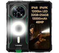 DOOGEE Teléfono Resistente Fire 5 Ultra, 1200LM Camping Luces, 32GB+256GB, Batería 13000mAh, Cámara 48MP, 6.6'' HD+, Gemini AI, IP68 Smartphone Antigolpes, 3 Ranuras para Tarjetas, GPS NFC Verde