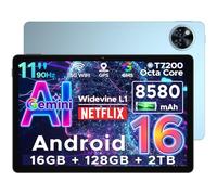 DOOGEE U11 Android 16 Tablet 11 Pulgadas, 16GB RAM+128GB ROM/2TB TF Tableta para Niños, Batería 8580 mAh, HD 90Hz, 13MP+5 MP/WiFi 5G/Face ID/Widevine L1/GMS/GPS/OTG/Audio 3.5mm Jack Tablets Gaming