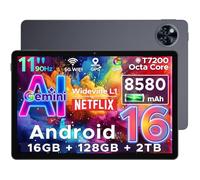 DOOGEE U11 Tablet Android 16, 16GB RAM+128GB ROM/2TB TF Octa-Core Tablets PC, Batería 8580mAh Tableta 11 Pulgadas, 13MP+5MP/2.4G+5G WLAN Tablet Android, OTG/Face ID/Widevine L1/ GMS/GPS Tablets Grande