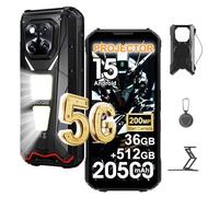 DOOGEE V MAX Play 5G Proyector, 36GB + 512GB, Batería 20500mAh, Campamento LED de 1200LM, 6.78" FHD+ Octa Core, Móviles Resistentes 5G Libres, 200MP+20MP+32MP AI Smartphones Libres (Negro w/Stand)