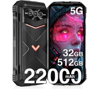 DOOGEE V MAX Pro Movil Resistente 5G, 22000mAh 32GB+512GB Movil Irrompible Android 14, Tres Cámaras 108MP+16MP+20MP, 6,58" FHD+ 120Hz, 33W Carga Rápida/NFC/FaceID/Huella Dactilar/IP68