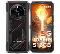 DOOGEE V40 Telephone Portable Incassable 5G, 32GB RAM+512GB ROM(TF 2TB) Smartphone Incassable Android 14 Avec 120Hz 6,78” FHD+ Écran, 4nm D7300 CPU/AI 108MP/WiFi 6E/BT 5,4/NFC/3 Fente de Carte, Rouge
