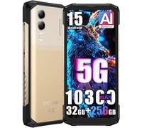 DOOGEENEXT Blade 20 Turbo Móvil Resistente 5G, 10300mAh 33W, 32GB+256GB(2TB) Impermeable Smartphone, 50MP+16MP AI Cámara, 6.6'' HD+90Hz, 3 Ranuras SIM, IP68/NFC/OTG/Face ID, Dorado