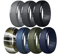 Dookeh Anillo de boda de silicona para hombre, anillo de goma, 10, Silicona, Negro, Gris oscuro, Negro, Camuflaje forestal, Azul, Verde, Azul marino