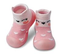 Dookeh Zapatos de gateo para bebé, zapatos para aprender a andar, antideslizantes, zapatos de cabaña para niñas y niños, A2 rosa., 9-12 meses