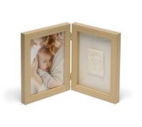 Dooky Double Frame Wood de madera para fotos y huellas de manos de bebés (marco doble abatible con dos marcos para fotos y huellas, set decorativo de recuerdo para padres y recién nacidos)