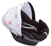 Dooky - Funda universal para Maxi COSI Cabrio/CabrioFix/Pebble/Citi, Römer y otros asientos de coche de bebé Grupo 0+ como protección solar/dosel solar/protección contra la lluvia - blanco con estrellas rosas