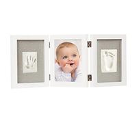 Dooky Gift Set Mano y huella con marco de fotos + caja de recuerdos para bebé (marco de fotos triple en caja de recuerdos de lujo, incl. plastilina, comprobado por SGS), blanco