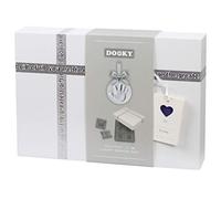 Dooky Gift Set Ornament Kit & Memory Box para la mano y la huella de tu pequeño (impresión con cinta para colgar y lujosa caja de recuerdos con separador de cajas), blanco