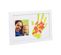 Dooky Happy Hands Baby and Me 130021 Marco de pintura a color para la huella de manos o pies del bebé como recordatorio (dimensiones: 20 x 32 cm, incl. pintura para la piel y rodillo de pintura), blanco