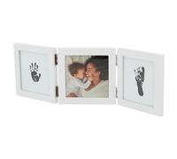 Dooky Happy Hands Triple Frame, kit para huellas de manos de bebés, kit para huellas de pies, marco de fotos de 3 piezas, espacio para foto de 13 × 18 cm, marco de aprox. 52 × 22 cm, blanco.