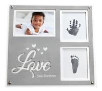 Dooky HappyHands Picture Frame Colour Imprint Set para recordar una mano o una huella de tu bebé (con marco de collage, dimensiones: 32 x 31 cm, incluye pintura respetuosa con la piel).