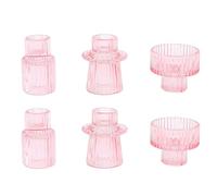 Doolitt Paquete de Portavelas de Vidrio Votivo, Centro Mesa Decorativo, Porta Velas de Cristal para el Hogar, Comedor, Boda, Fiesta, Festival (6, Rosa)