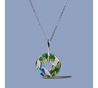 DOOLY Colgante de Plata para Mujer auténtica Plata de Ley 925 Hojas de bambú Verde Luminoso CZ joyería de Moda joyería de Esmalte Hecha a Mano