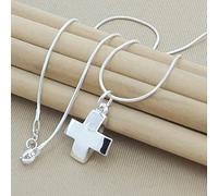DOOLY Collar con Colgante de Cruz de Plata de Ley 925, Cadena de Serpiente de 18 Pulgadas para Mujer, Hombre, Boda, Compromiso, Fiesta, joyería, Regalos