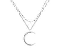 DOOLY Gargantilla con Colgante de Luna de Doble Capa de Plata de Ley 925 para Mujer, joyería de Fiesta, Boda, cumpleaños