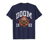 Doom 1993 Lost Soul Pixelated Skull Retro Video Game Camiseta, Hombre, Azul Marino, 4XL