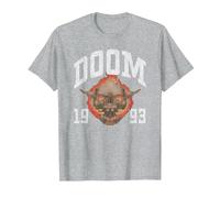 Doom 1993 Lost Soul Pixelated Skull Retro Video Game Camiseta, Hombre, Gris Jaspeado, 4XL