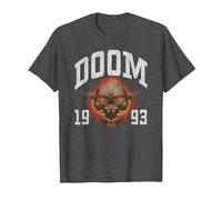 Doom 1993 Lost Soul Pixelated Skull Retro Video Game Camiseta, Hombre, Jaspeado Oscuro, 4XL