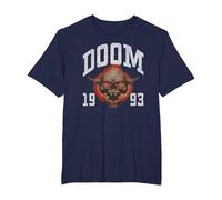 Doom 1993 Lost Soul Pixelated Skull Retro Video Game Camiseta, Hombre Tallas Grandes, Azul Marino, 4X Alto