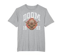 Doom 1993 Lost Soul Pixelated Skull Retro Video Game Camiseta, Hombre Tallas Grandes, Gris Jaspeado, 4X Alto