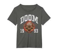 Doom 1993 Lost Soul Pixelated Skull Retro Video Game Camiseta, Mujer Tallas Grandes, Asfalto, 4XL Grande