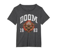 Doom 1993 Lost Soul Pixelated Skull Retro Video Game Camiseta, Mujer Tallas Grandes, Jaspeado Oscuro, 2XL Grande