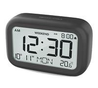 DOOMAY Despertador Digital de mesita de Noche - Reloj con batería con Volumen de Pantalla LCD Ajustable y Modo de Fin de Semana para Dormitorio, Escritorio y Viajes (T-Black)