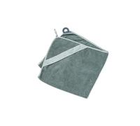 Doomoo DRY'N Play Toalla con capucha - Toalla de bebé de algodón 100% orgánico, certificado Oeko Tex, gran formato 100 x 90 cm, con anillo de silicona para festejos/mordedores, color verde