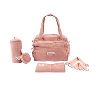 doomoo Bolsa cambiadora esponjosa, capacidad de 24 litros, bolsa extraíble, 8 artículos esenciales para bebé, incluyendo un cambiador y correas para cochecito, bolsa de pañales para bebé, rosa