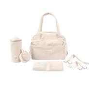 doomoo Bolsa cambiadora esponjosa, capacidad de 24 litros, bolsa extraíble, 8 artículos esenciales para bebé, incluyendo un cambiador y correas para cochecito, bolsa de pañales para bebé, beige