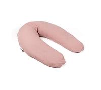 Doomoo Cómoda almohada grande para embarazo, adaptable para lactancia, almohada de maternidad para apoyo, forma alargada, algodón orgánico, color rosa Tetra