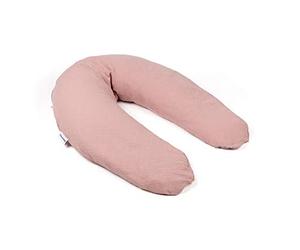 Doomoo Cómoda almohada grande para embarazo, adaptable para lactancia, almohada de maternidad para apoyo, forma alargada, algodón orgánico, color rosa Tetra