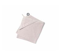 Doomoo DRY'N Play Toalla con capucha - Toalla de bebé de algodón 100% orgánico, certificado Oeko Tex, gran formato 100 x 90 cm, con anillo de silicona para festejes/mordedores de silicona, almendra