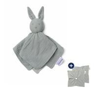 DOOMOO Mantita de apego Bébé You&Me - Reversible - con 2 Personajes y cuerpos para Llevar el Perfume de los Padres - Algodón Ultra Suave - Oeko Tex - Regalo de Nacimiento, Verde