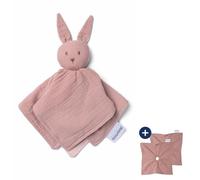 DOOMOO Mantita de apego Bébé You&Me - Reversible - con 2 Personajes y cuerpos para Llevar el Perfume de los Padres - Algodón Ultra Suave - Oeko Tex - Regalo de Nacimiento, Rosa