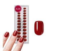 DOONAILS® - Juego de 30 uñas adhesivas Mon Cheri de forma cuadrada roja - Uñas postizas Full Cover de calidad de salón - Uñas postizas de gel suave extra cortas - Sensación natural y cómoda de usar