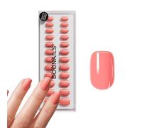 DOONAILS Juego de 30 uñas de gel suave a presión, color melocotón, forma cuadrada, rosa, naranja, para pegar, cobertura completa, uñas postizas de calidad de salón de belleza, gel corto suave, natural