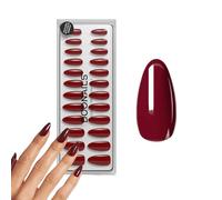 DOONAILS Love Paris - Juego de 30 uñas postizas de gel suave con forma de almendra, color rojo oscuro, para pegar, cobertura completa, medianas, naturales y cómodas