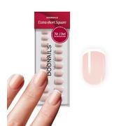 DOONAILS® Press On Nails Classic French Square Extra Short Set de 30 | Gel suave de calidad de salón de belleza, diseño francés, sin HEMA y vegano, 15 tamaños, 6-14 mm