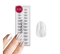 DOONAILS® Soft Gel Press On Nails - Juego de 30 uñas postizas con diseño de ojo de gato blanco redondo, color blanco
