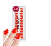 DOONAILS® Soft Gel Press On Nails - Juego de 30 uñas postizas de color rojo fuego redondo, color rojo fuego, cobertura completa, calidad de salón