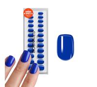 DOONAILS® Summer Collection - Juego de 30 uñas de gel suave Santorini - Square Extra Short Azul Mediterráneo - Uñas adhesivas, cobertura completa, calidad de salón