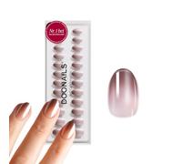 DOONAILS® Uñas Postizas de Gel Suave Press On, Juego de 30 Brownie - Corto Redondo Nude-Marrón Cromo Ombré - Uñas para Pegar, Uñas Completas Falsas, 15 Tamaños 7-14 mm, 14 mm de Largo