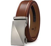 DOOPAI Cinturones de trinquete de cuero para hombre, cinturones automáticos para hombre con hebilla de deslizamiento más fácil, ribete ajustable de 1 3/8 pulgadas para adaptarse, 03 marrón claro, Full