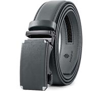 DOOPAI Cinturones de trinquete de cuero para hombre, cinturones automáticos para hombre con hebilla de deslizamiento más fácil, ribete ajustable de 1 3/8 pulgadas para adaptarse, 05 Gris, Full length