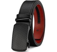 DOOPAI Cinturones de trinquete de cuero para hombre, cinturones automáticos para hombre con hebilla de deslizamiento más fácil, ribete ajustable de 1 3/8 pulgadas para adaptarse, 01 Negro, Full length